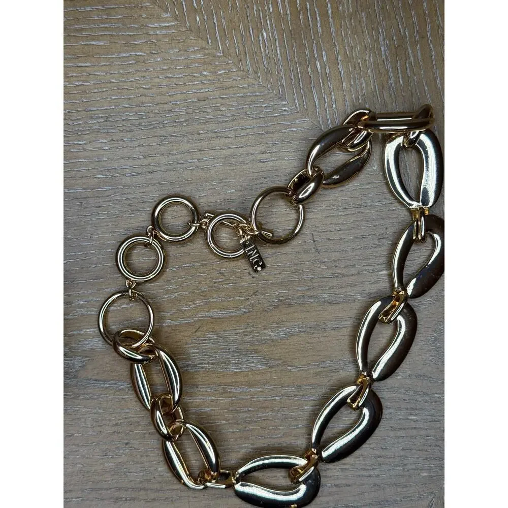 INC International Concepts Gold Tone Statement Necklace Chunky Link Chain